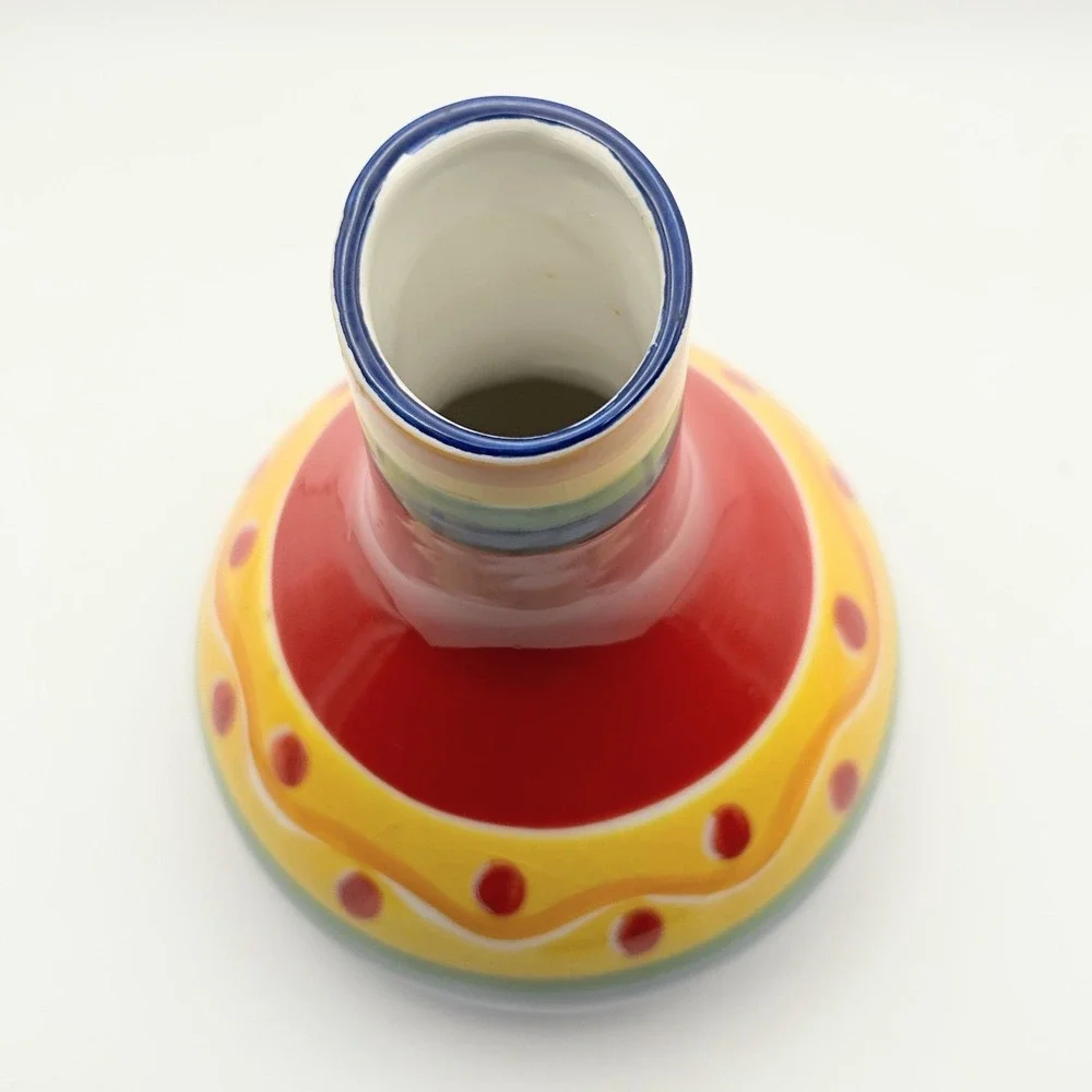 Target Summer Fiesta 2003 Ceramic Vase Multi Color Striped Festive Decor 7